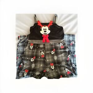 Disney Women’s Black & Grey Reindeer Mickey Mouse Christmas Holiday Jumpsuit XXL
